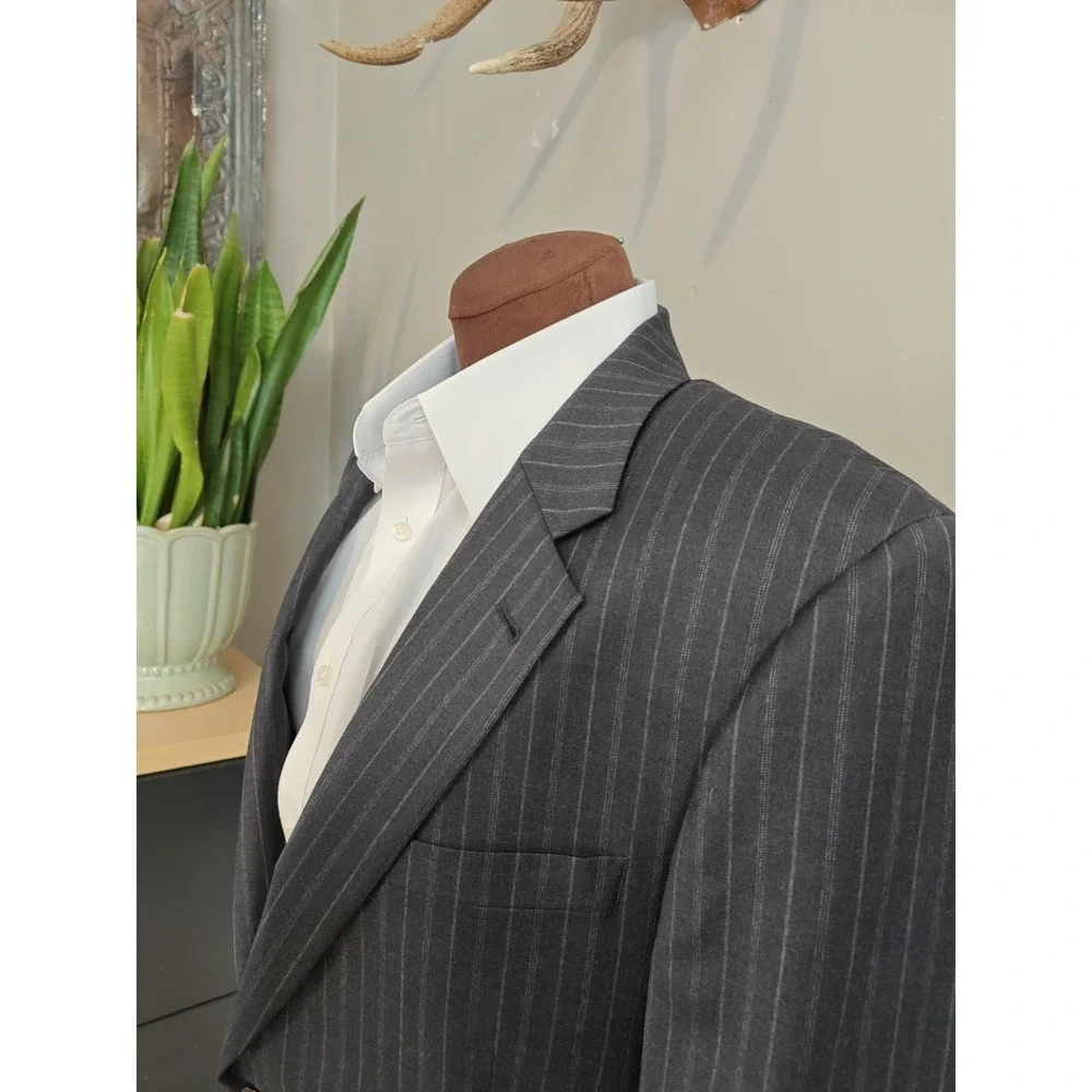 Jos A Bank Mens Wool Sports Coat 39L Blue Striped 2 Button Blazer U806